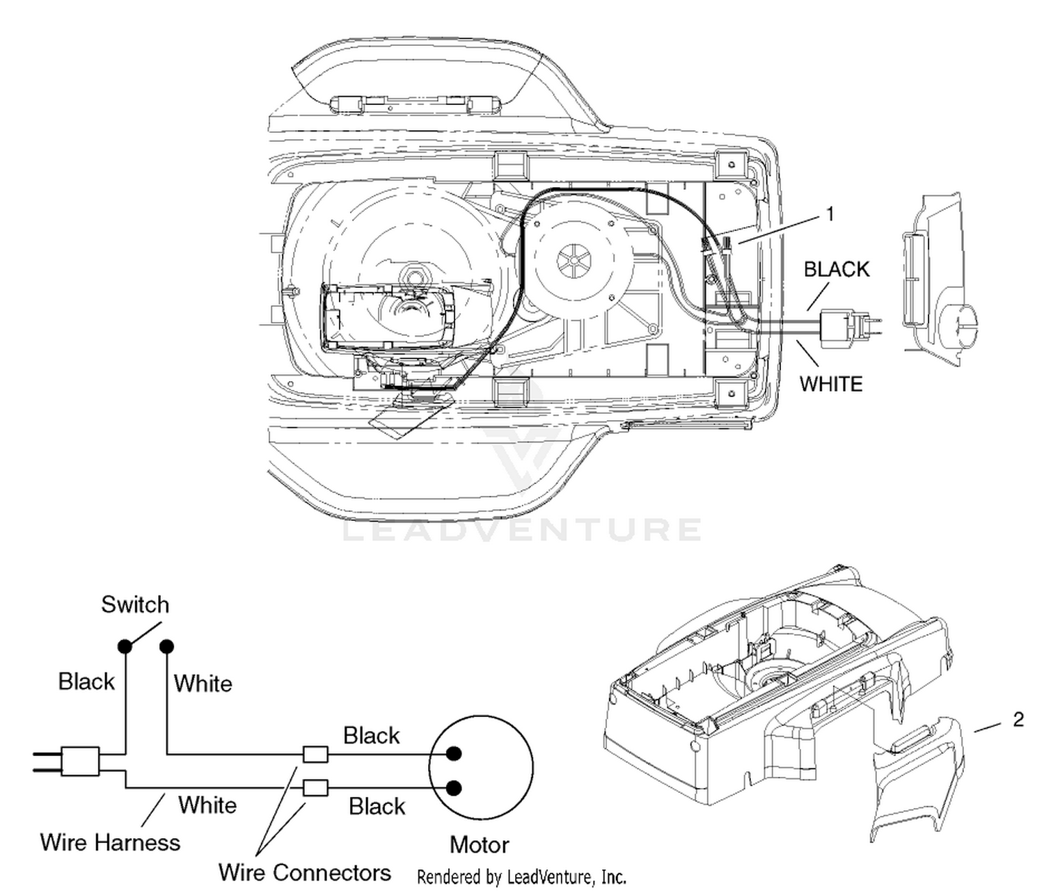 Electrical Wiring, Schematic And Discharge Chute Assembly