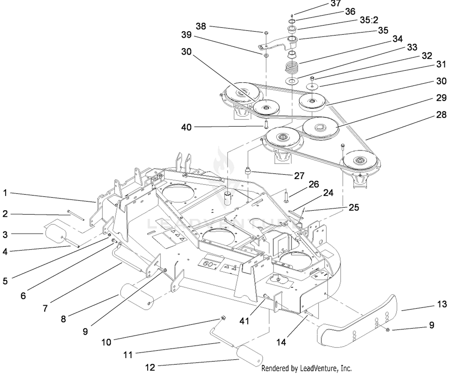 Deck, Roller, Belt and Pulley Assembly