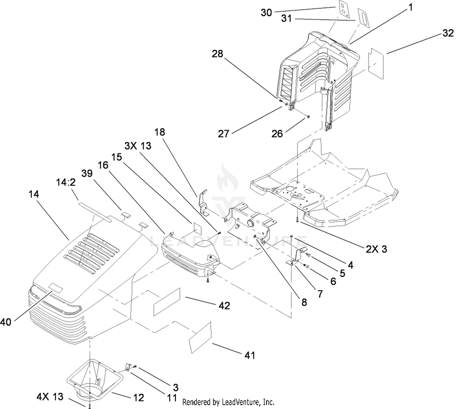 Hood and Tower Assembly