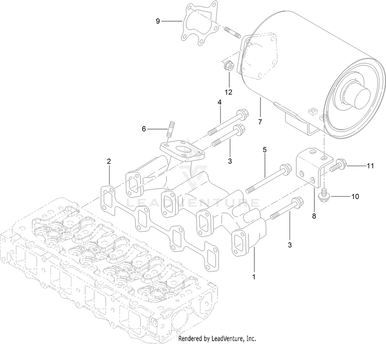 Exhaust Manifold and Silencer Assembly