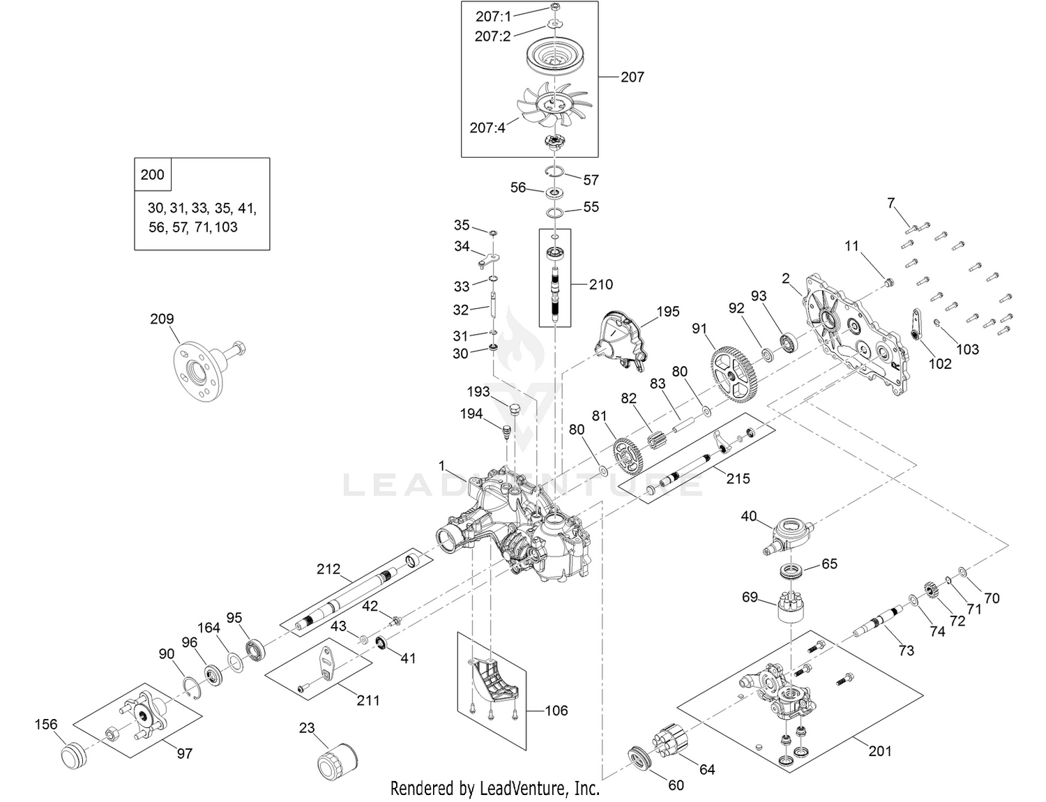 LH Hydro Transmission Assembly No. 140-8301