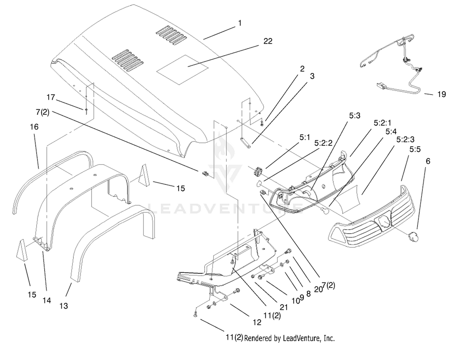 Hood  Headlight Assembly