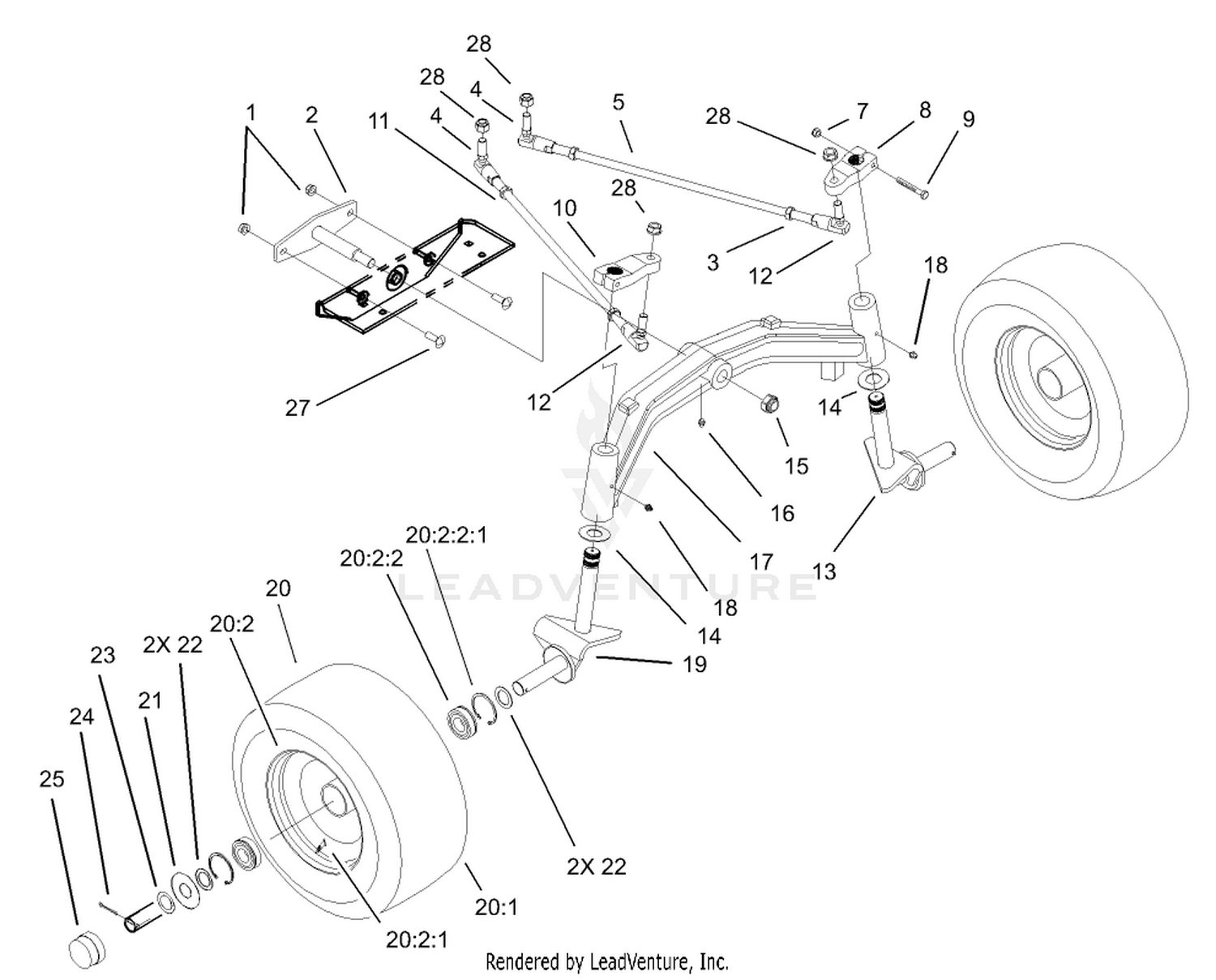 Tie Rod, Spindle  Front Axle Assembly