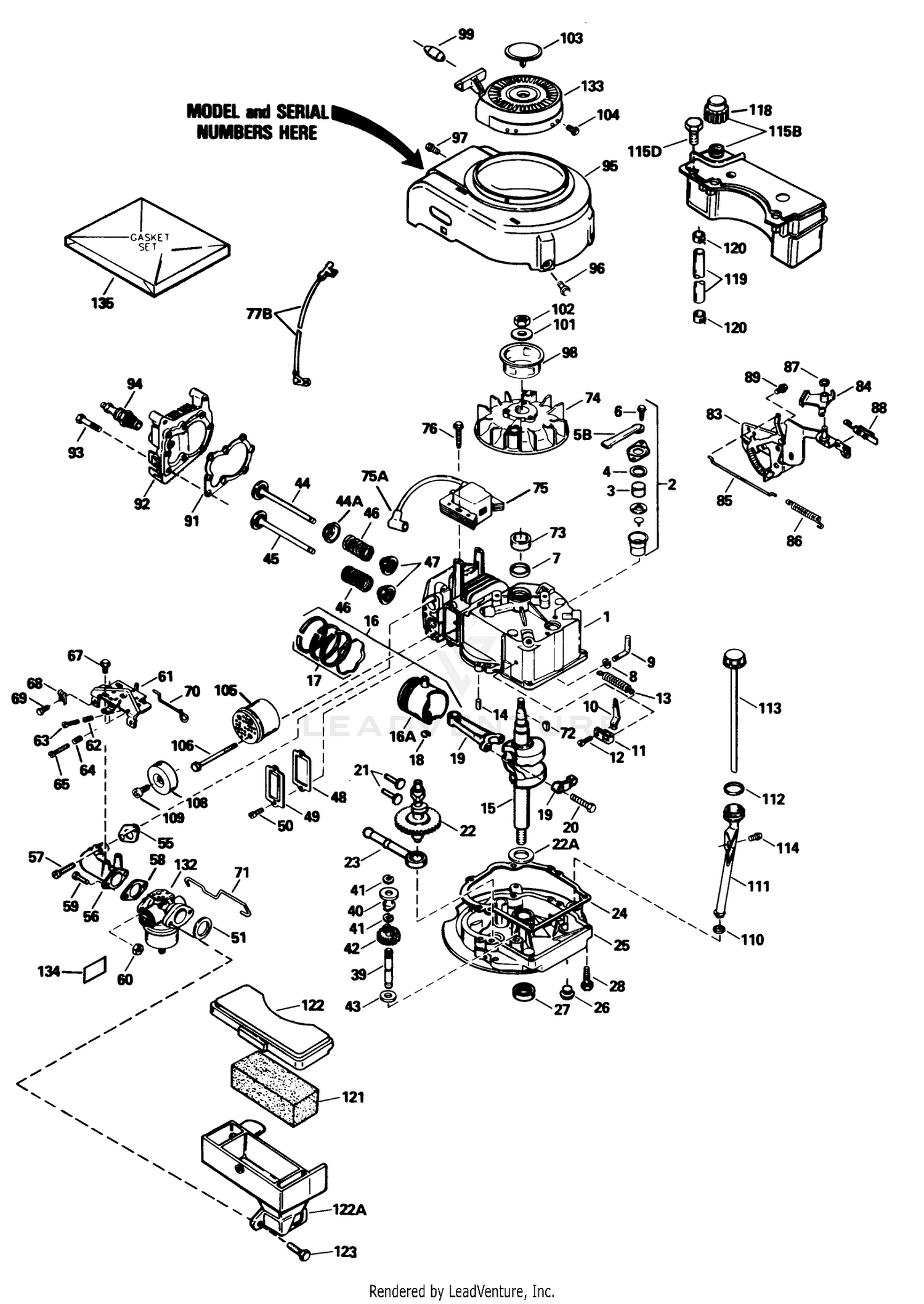 Engine Tecumseh Model No. Tvs100-44016b