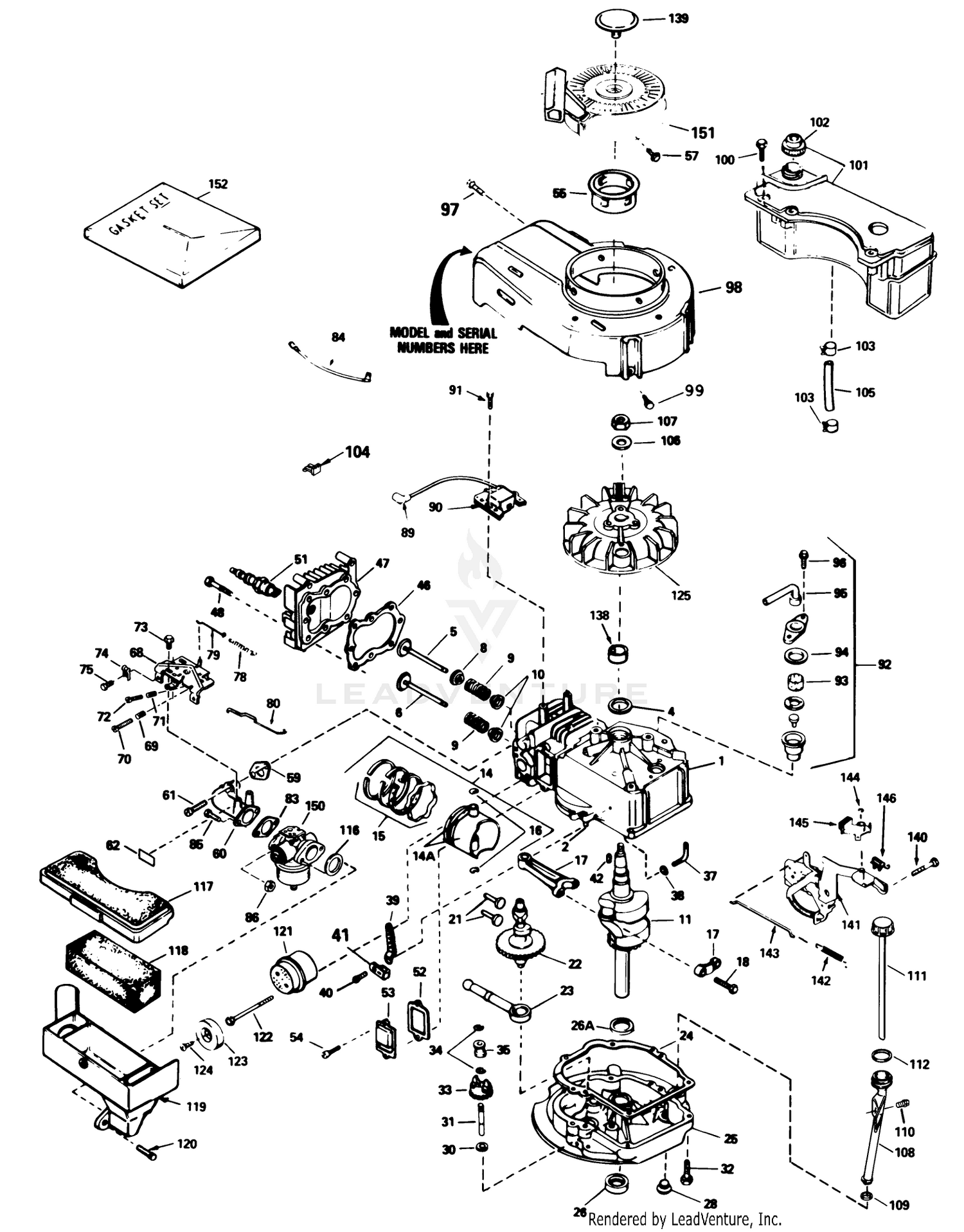 Engine Tecumseh Model No. Tvs100-44012b