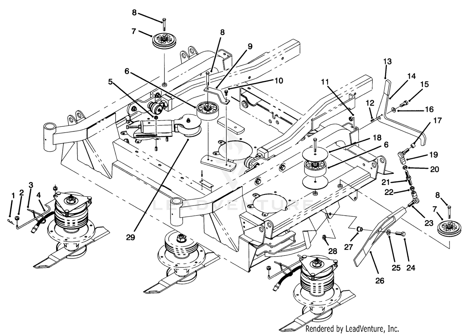 Center Deck Pulley Assemblies