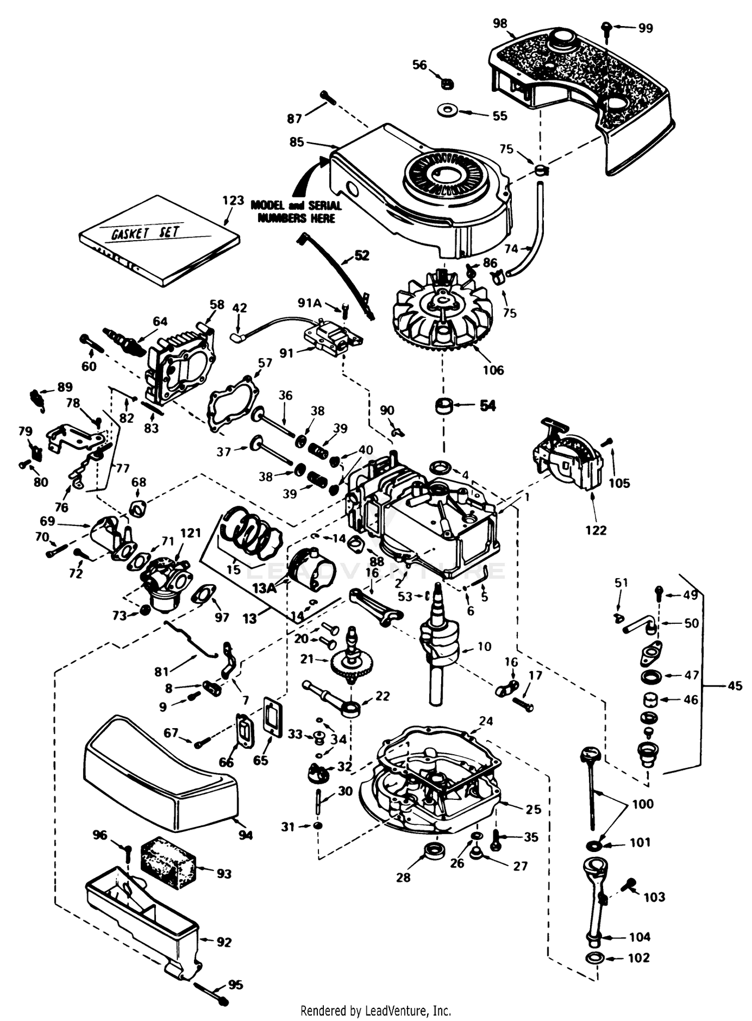 Engine Tecumseh Model No. Tnt 100-10077e