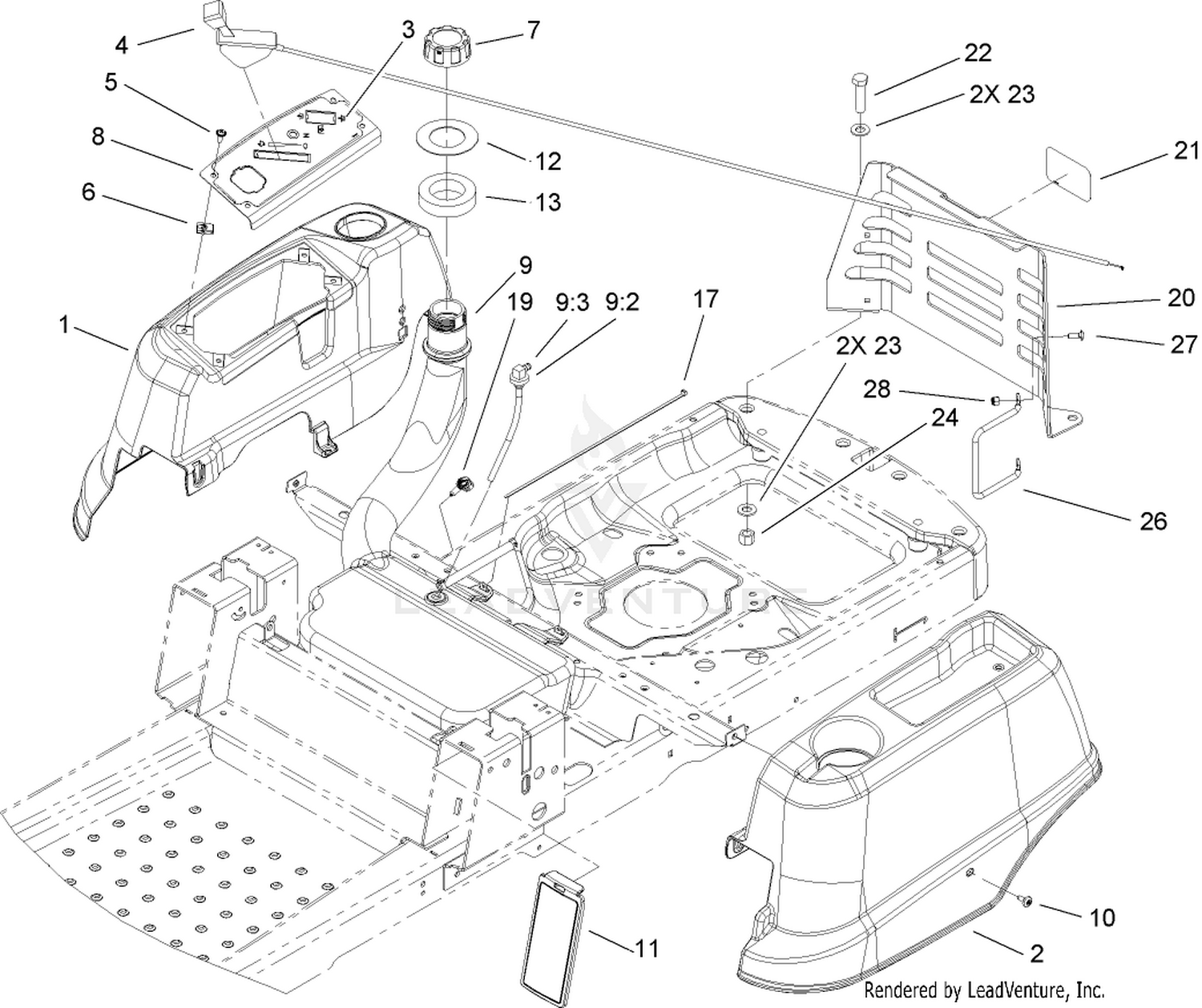 Styling and Fuel System Assembly