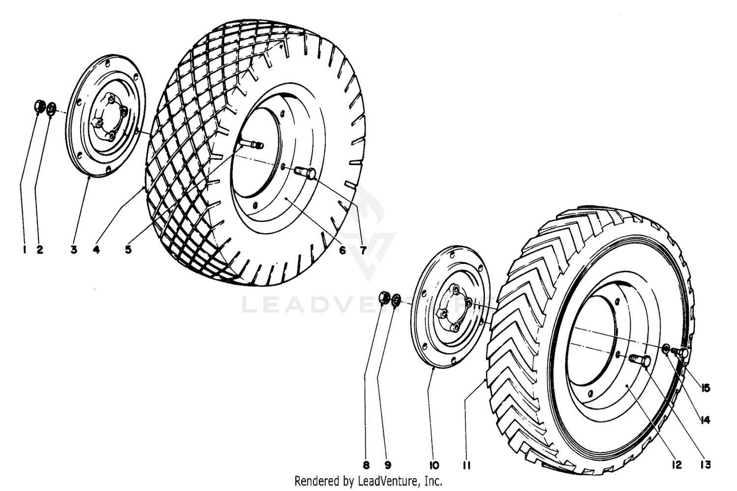 16" Pneumatic Wheels Kit No. 01323
