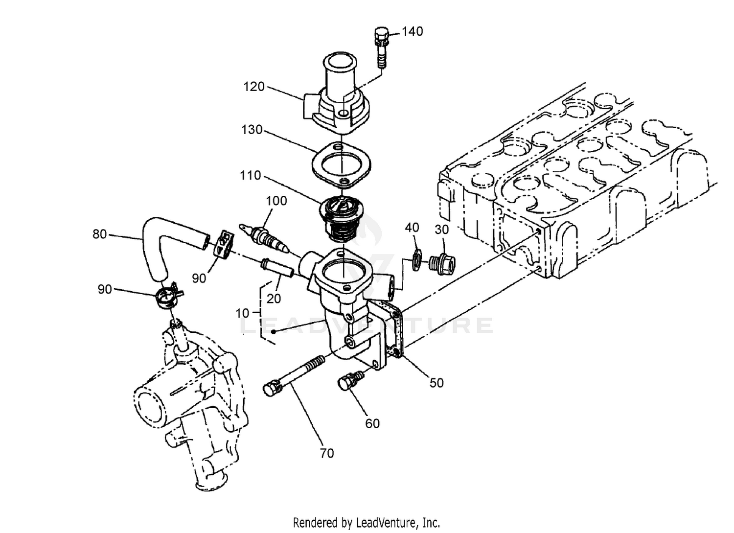 Water Flange and Thermostat Assembly