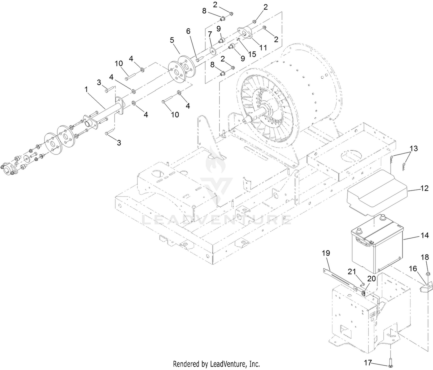 Battery and Drive Shaft Assembly