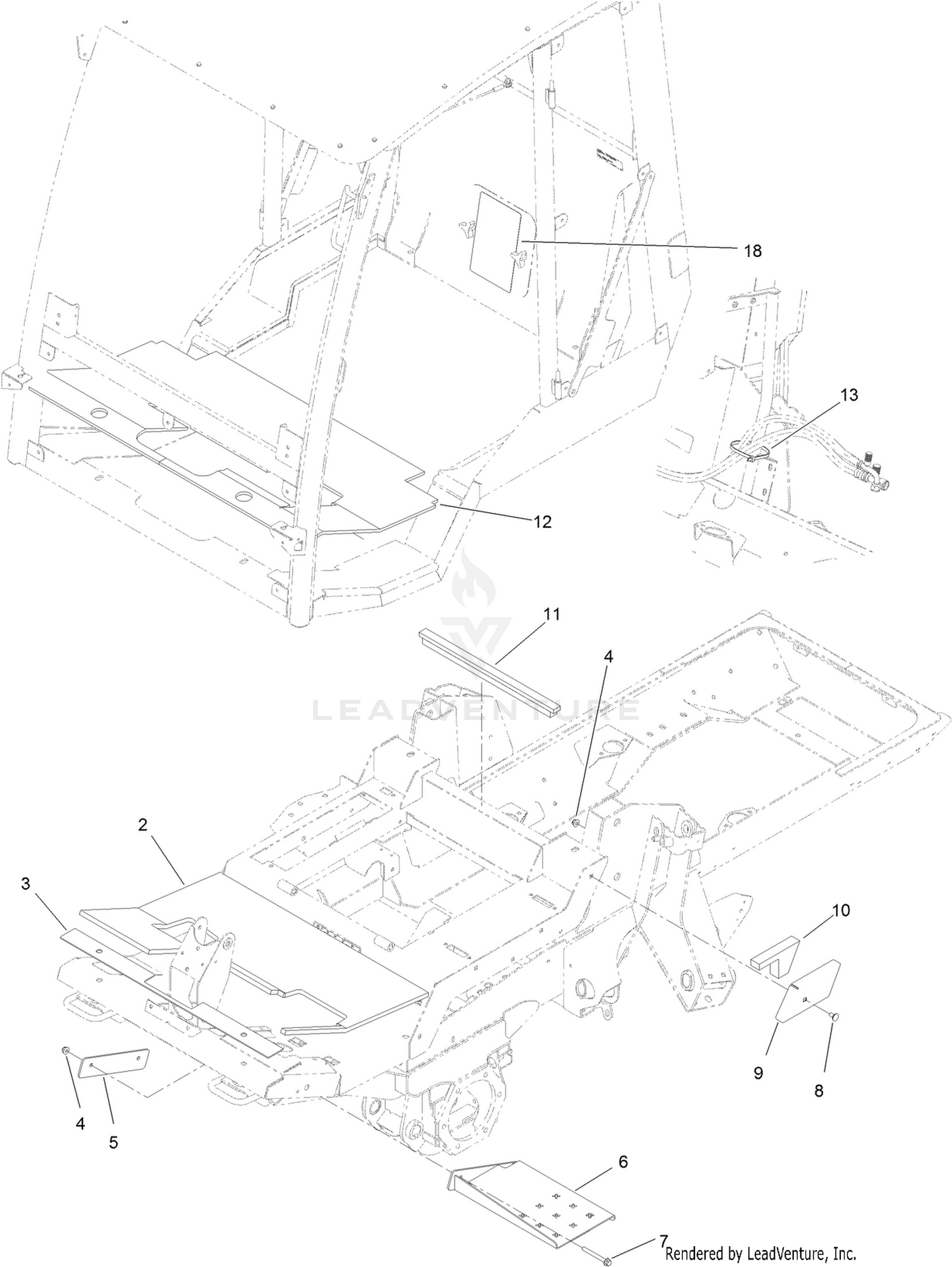 Cab Step, Pad and Flooring Assembly