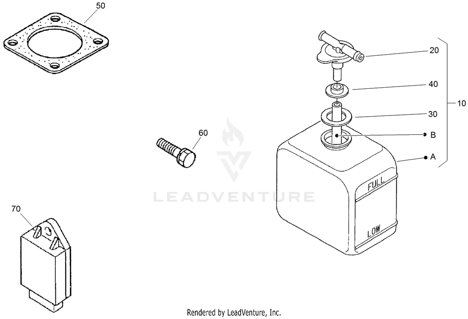 Muffler Gasket, Glow Controller and Overflow Bottle Assembly