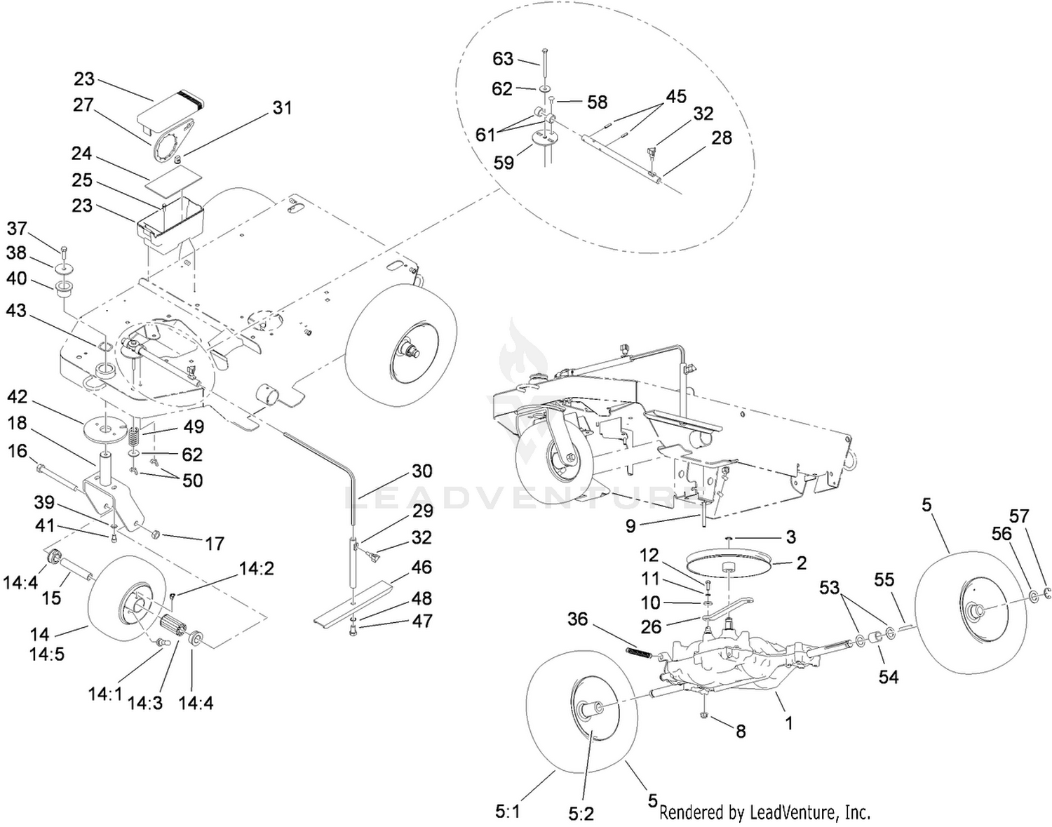 Front Caster and Rear Transaxle Assembly