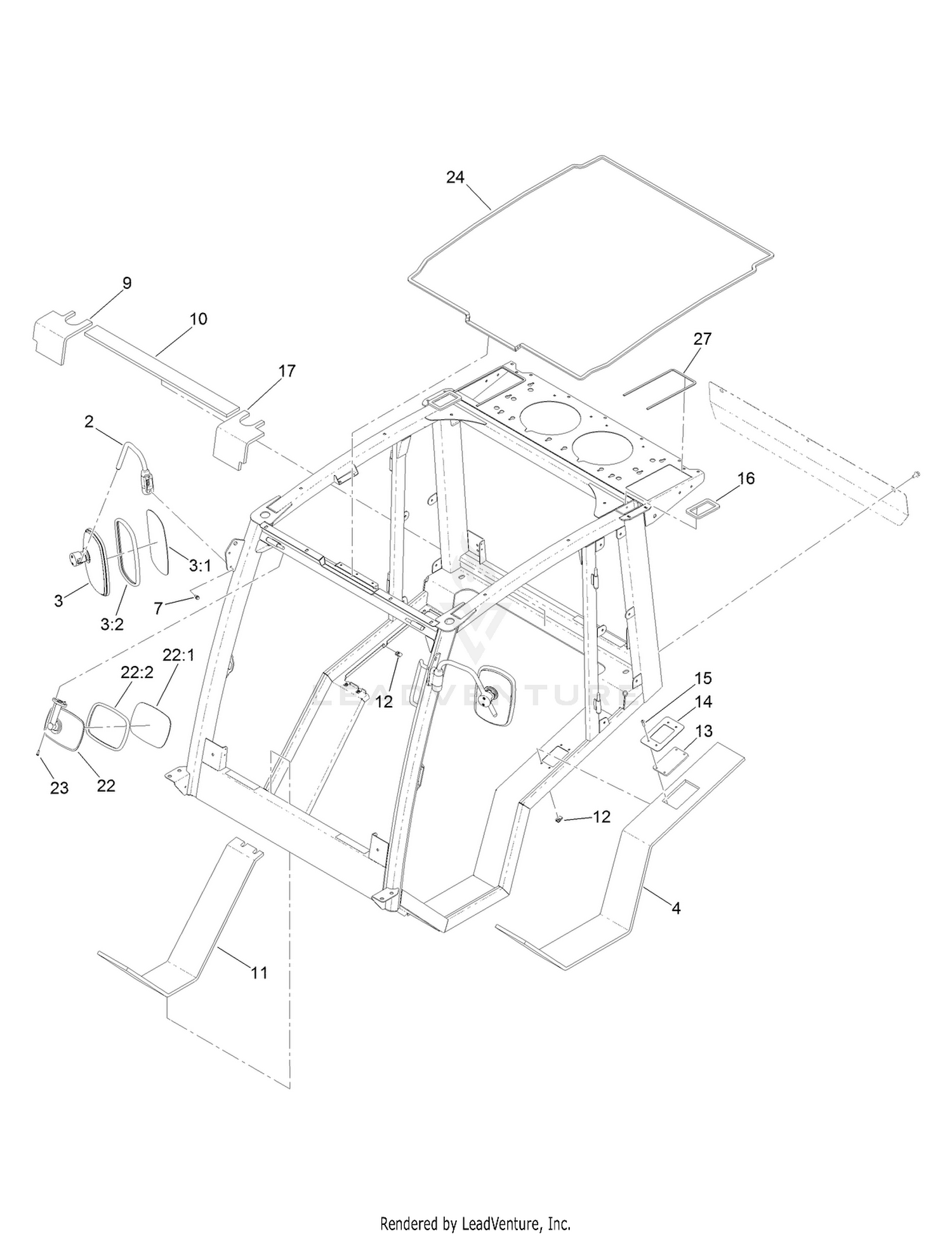Cab Frame, Mount and Seal Assembly