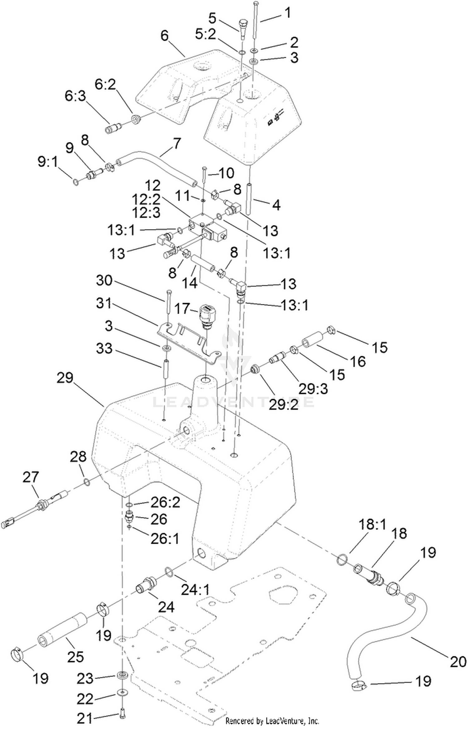 Hydraulic Reservoir and Leak Detector Assembly
