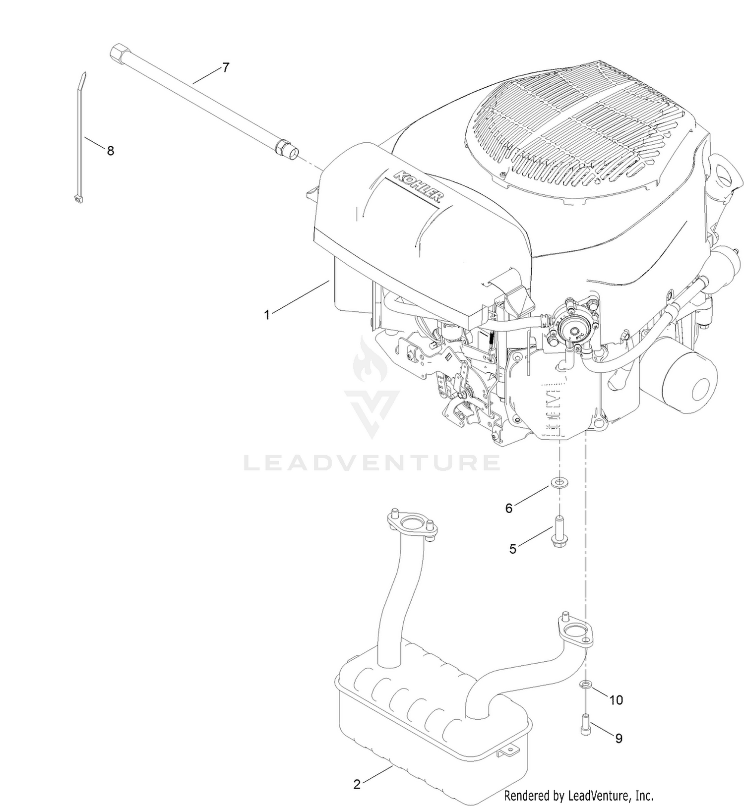 Engine and Muffler Assembly