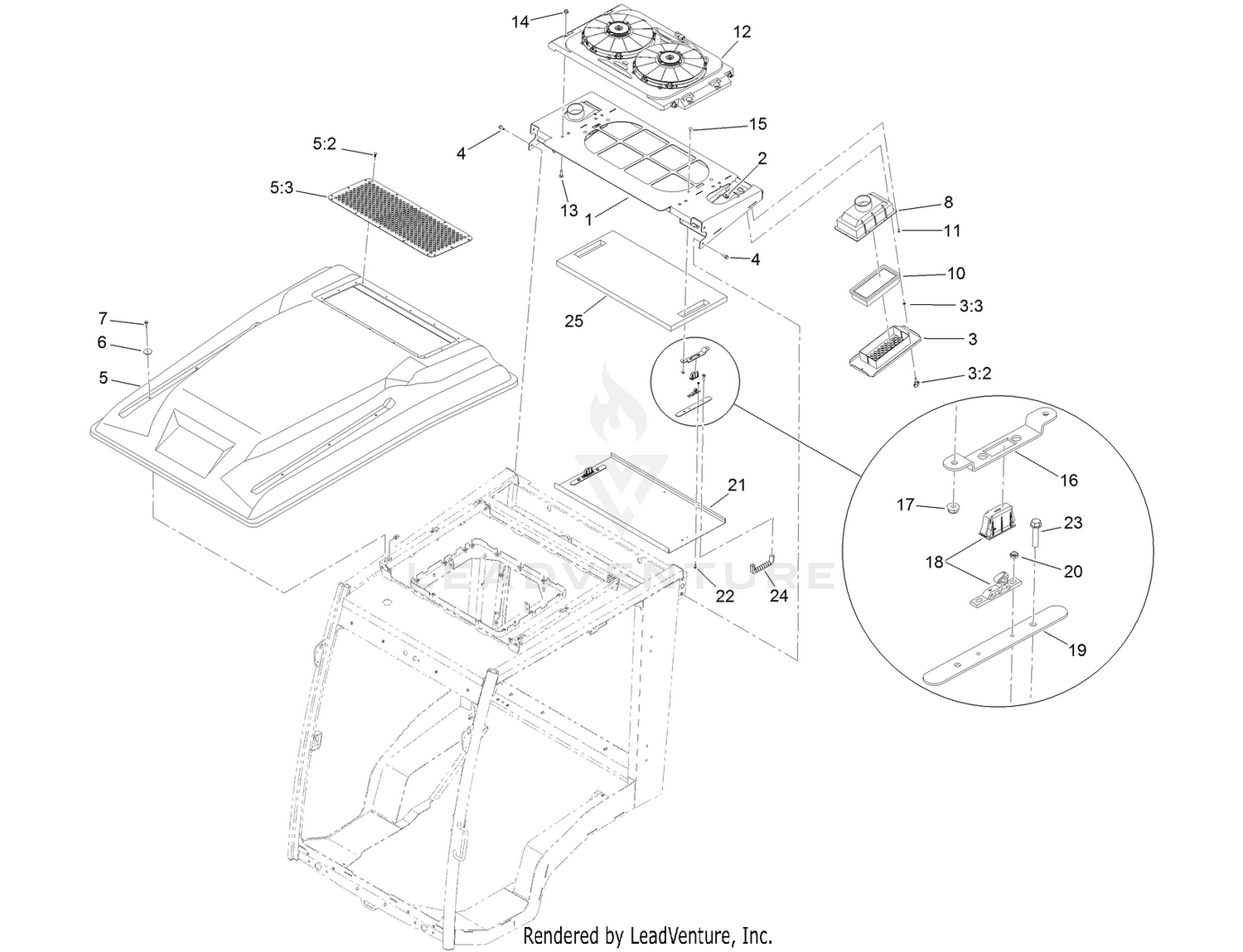 Roof, Air Filter and Condenser Assembly