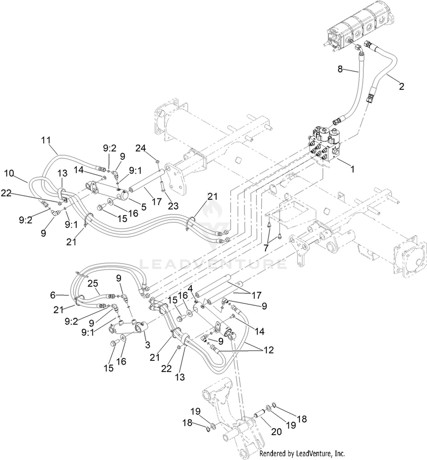 Deck No. 1, 4 and 5 Lift Circuit Hydraulic Assembly