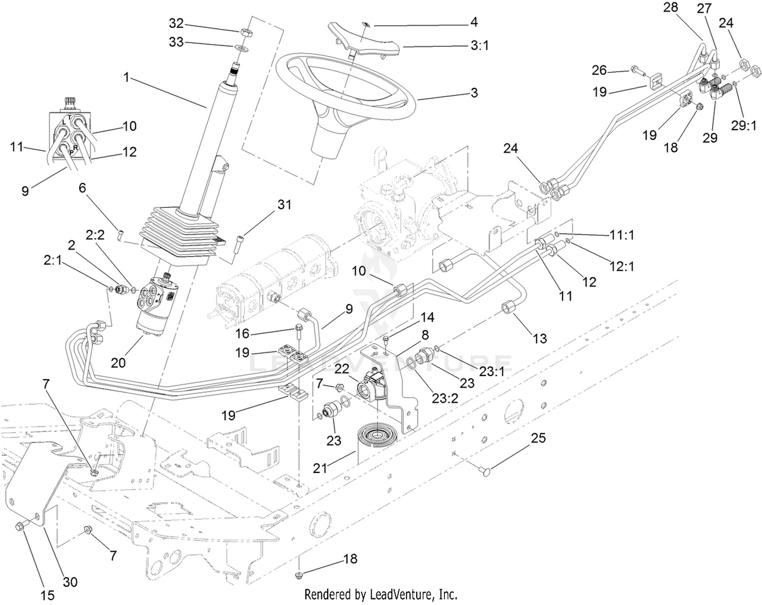 Steering Valve Hydraulic Plumbing Assembly