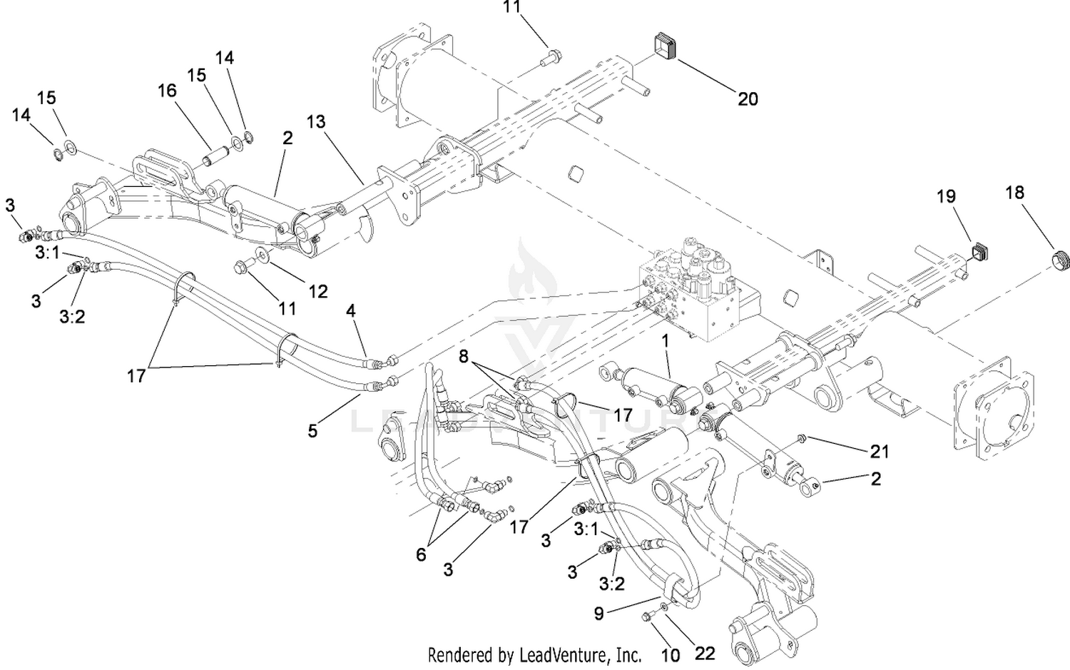 Front Lift Cylinder and Plumbing Assembly