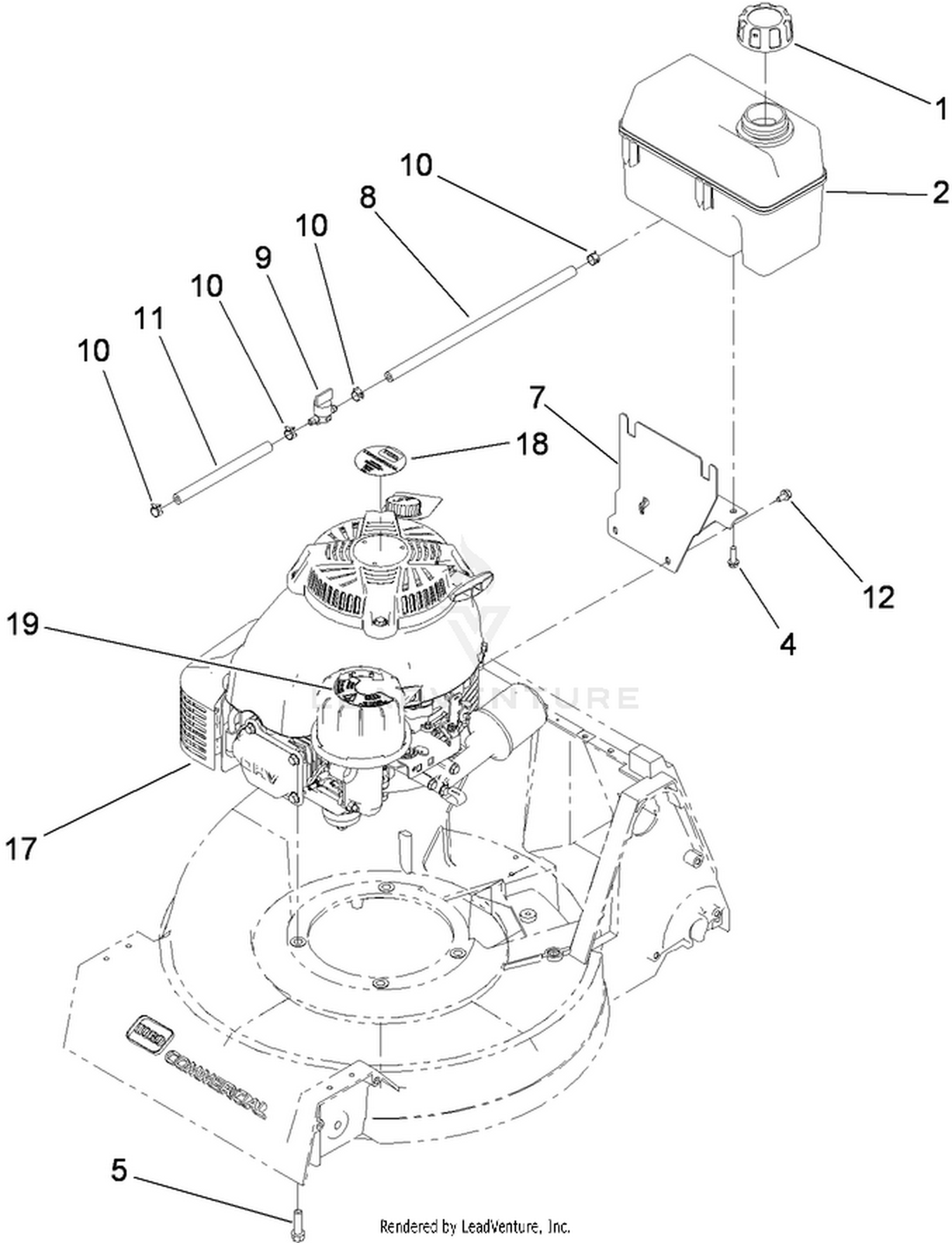 Engine and Fuel Tank Assembly