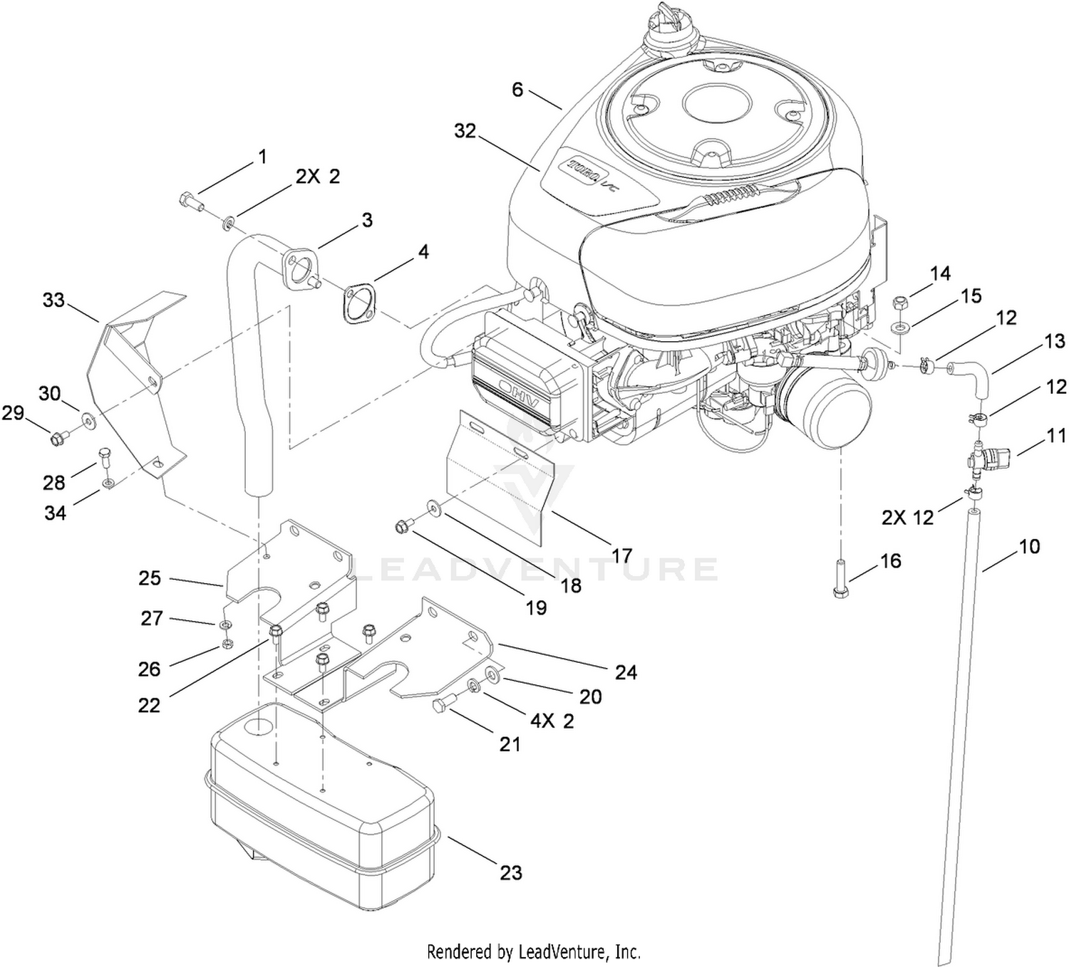 Engine and Muffler Assembly