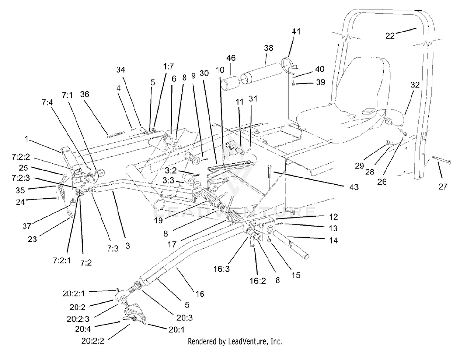 Push Arm and ROPS Assembly