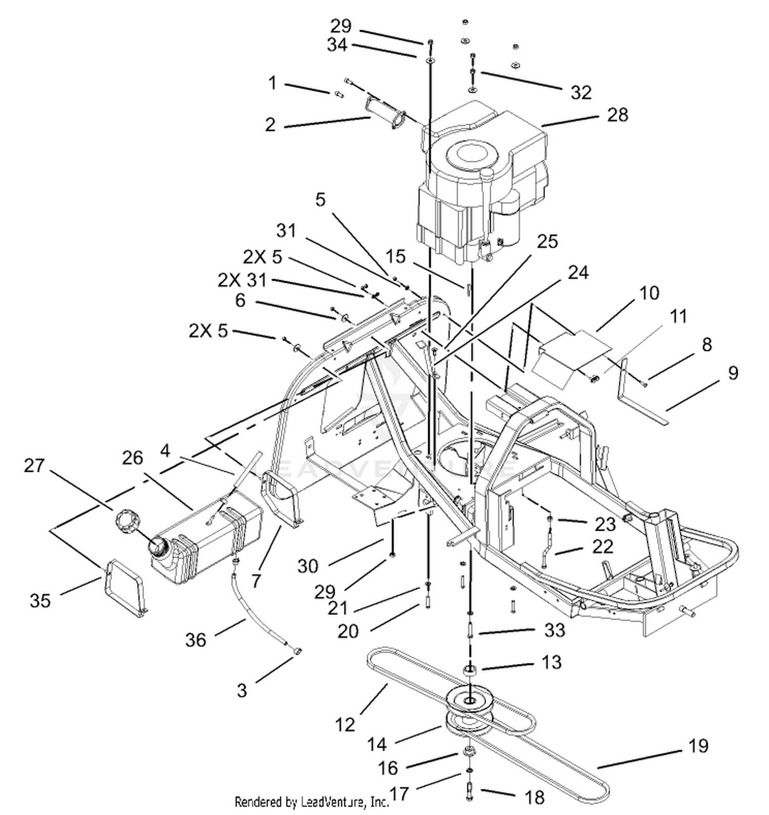 Engine and Fuel Tank Assembly