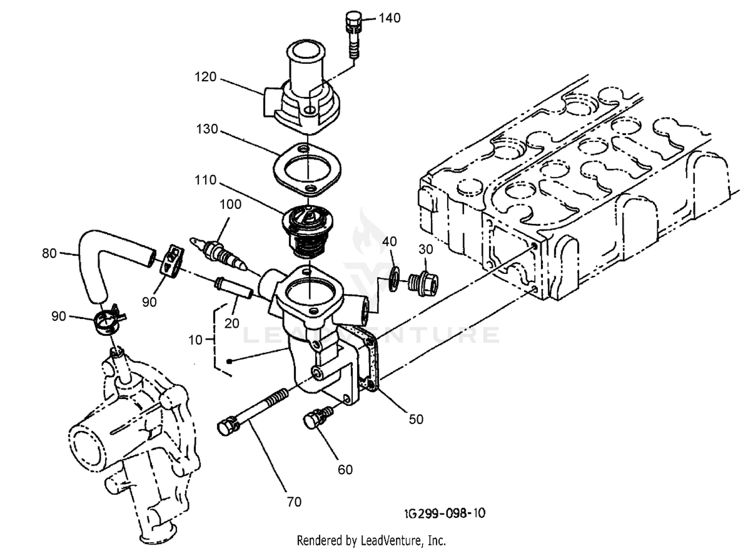 Water Flange and Thermostat Assembly
