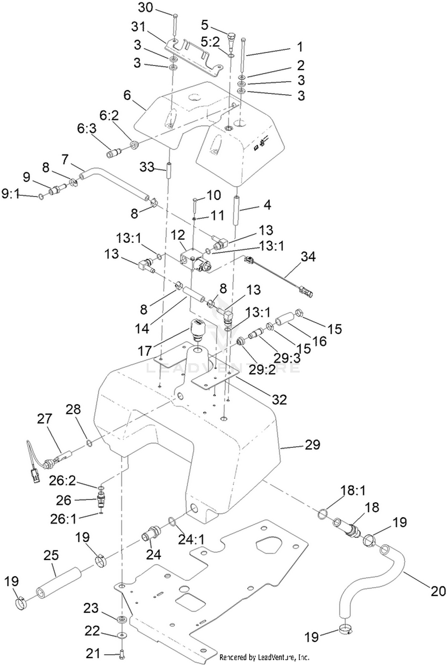 Hydraulic Reservoir and Leak Detector Assembly