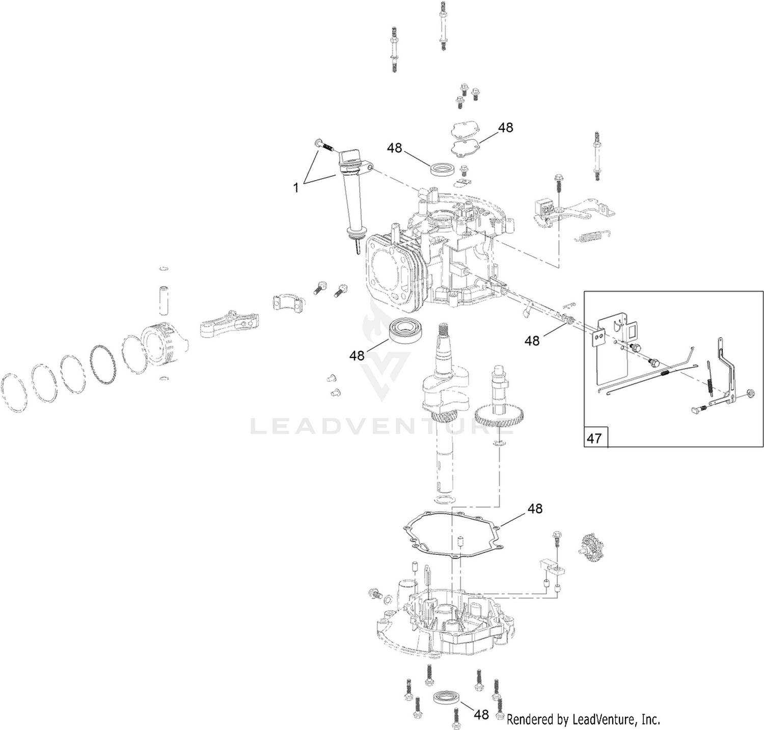 Dipstick, Brake and Governor Arm Assembly