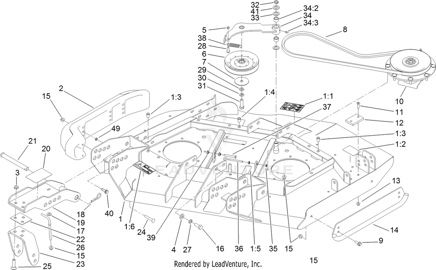 Right Deck, Idler and Skid Assembly