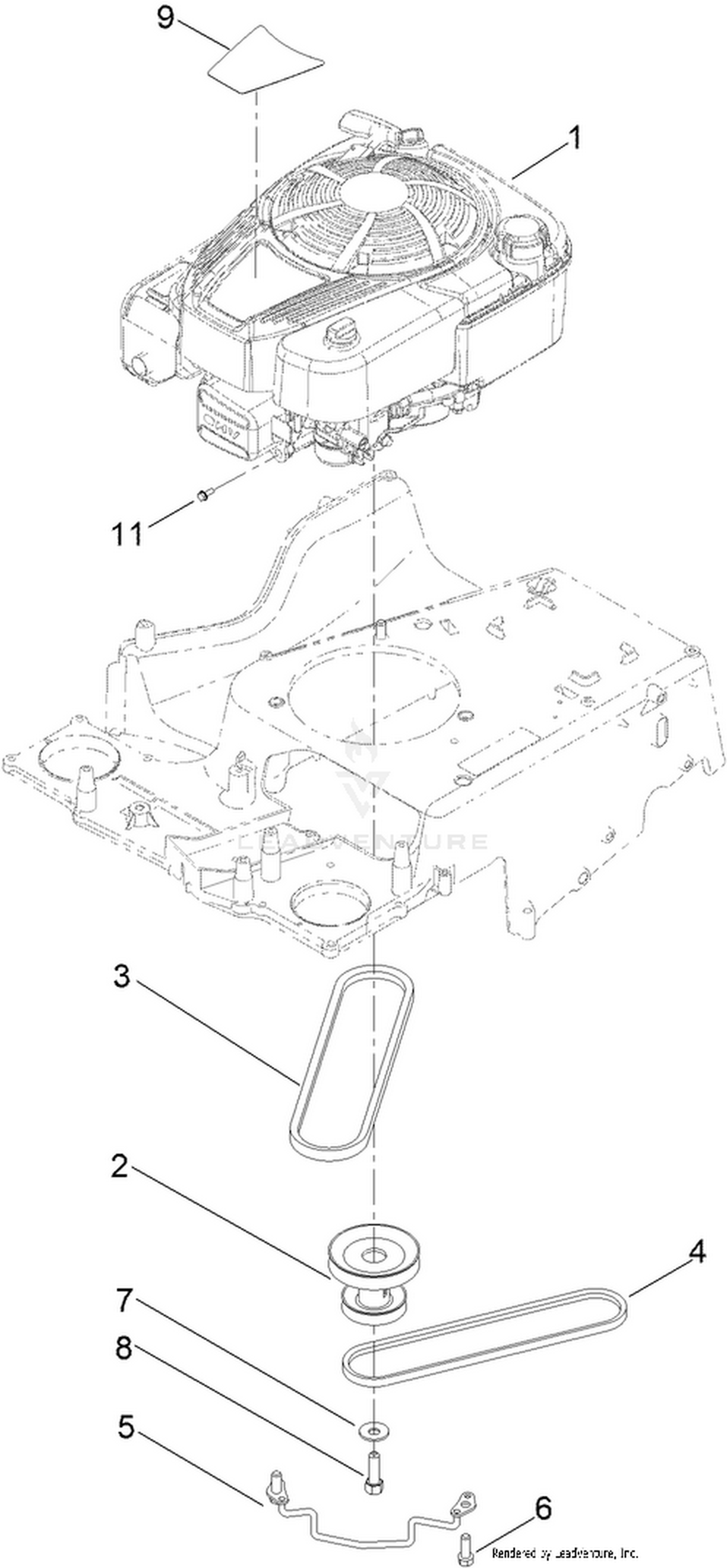 Engine and Pulley Assembly