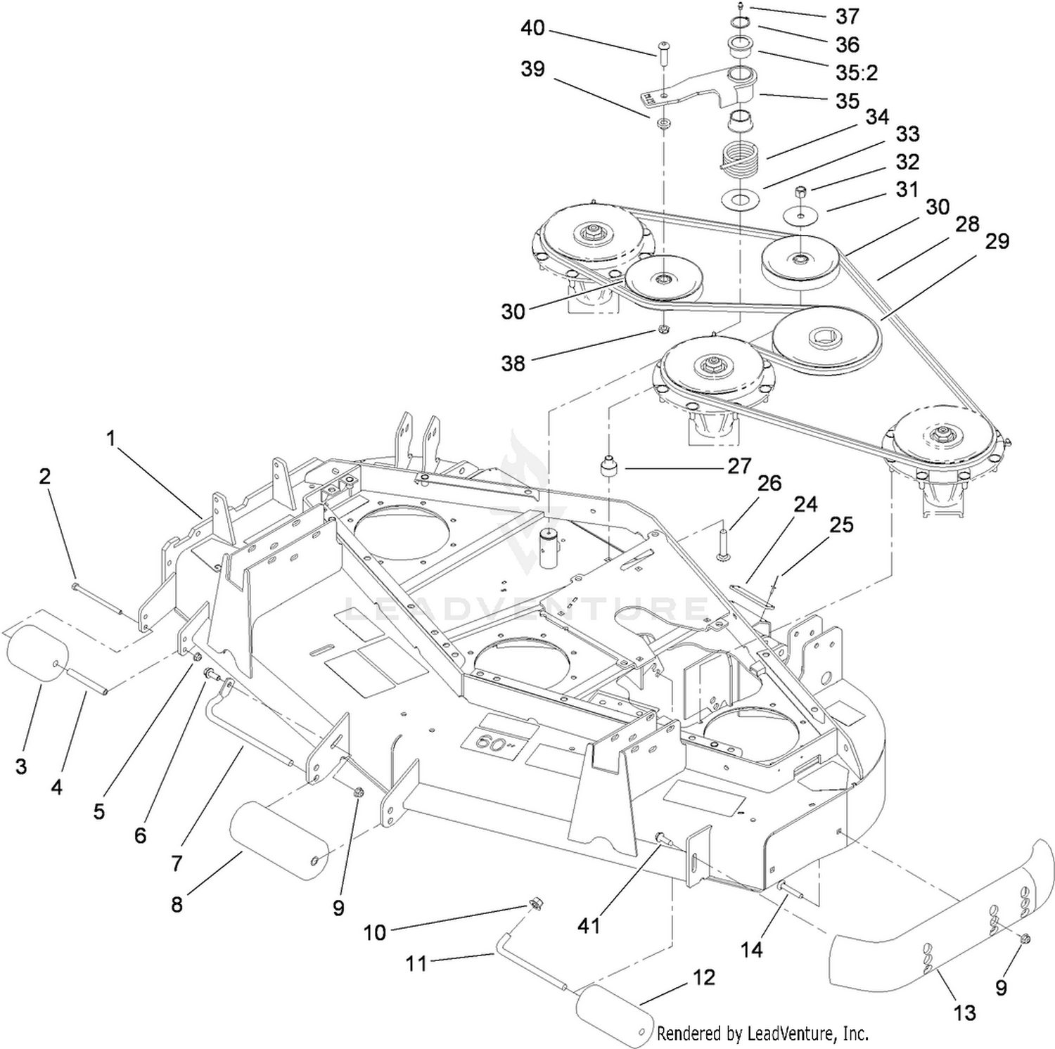 Deck, Roller, Belt and Pulley Assembly