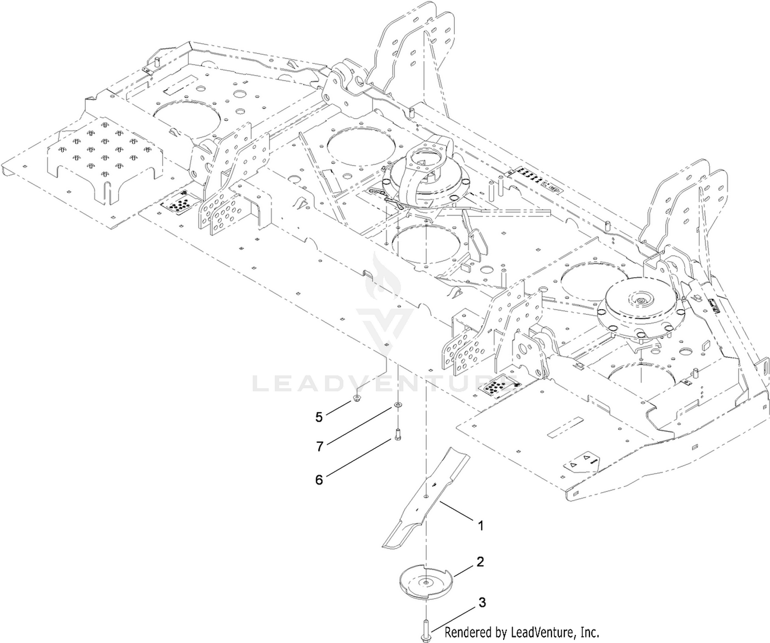 Center Deck Spindle and Blade Assembly