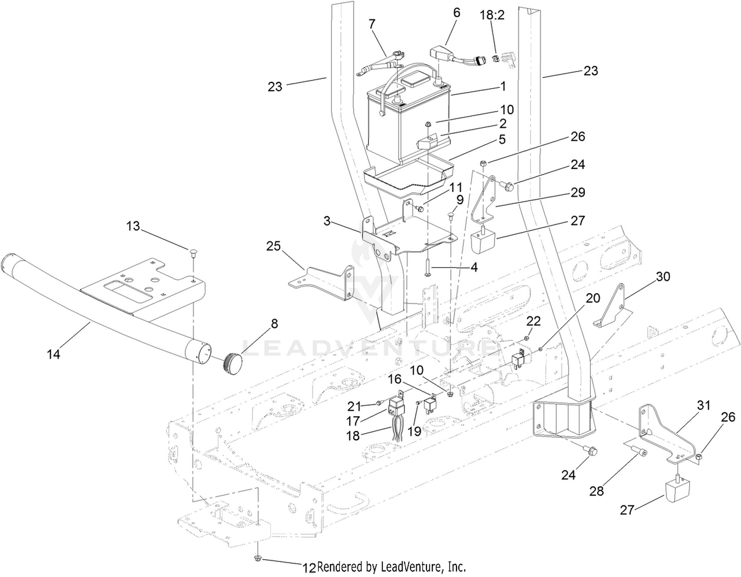 Battery and Bumper Assembly