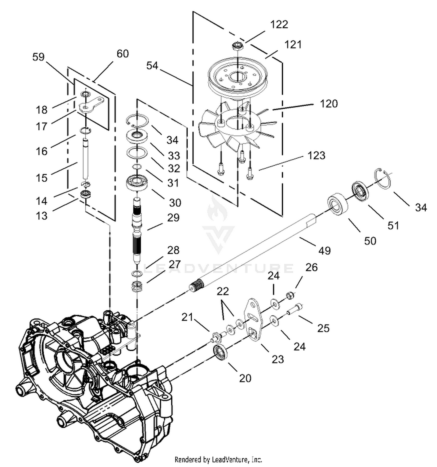 Fan and Pulley Assembly RH Hydrostat No. 105-3491