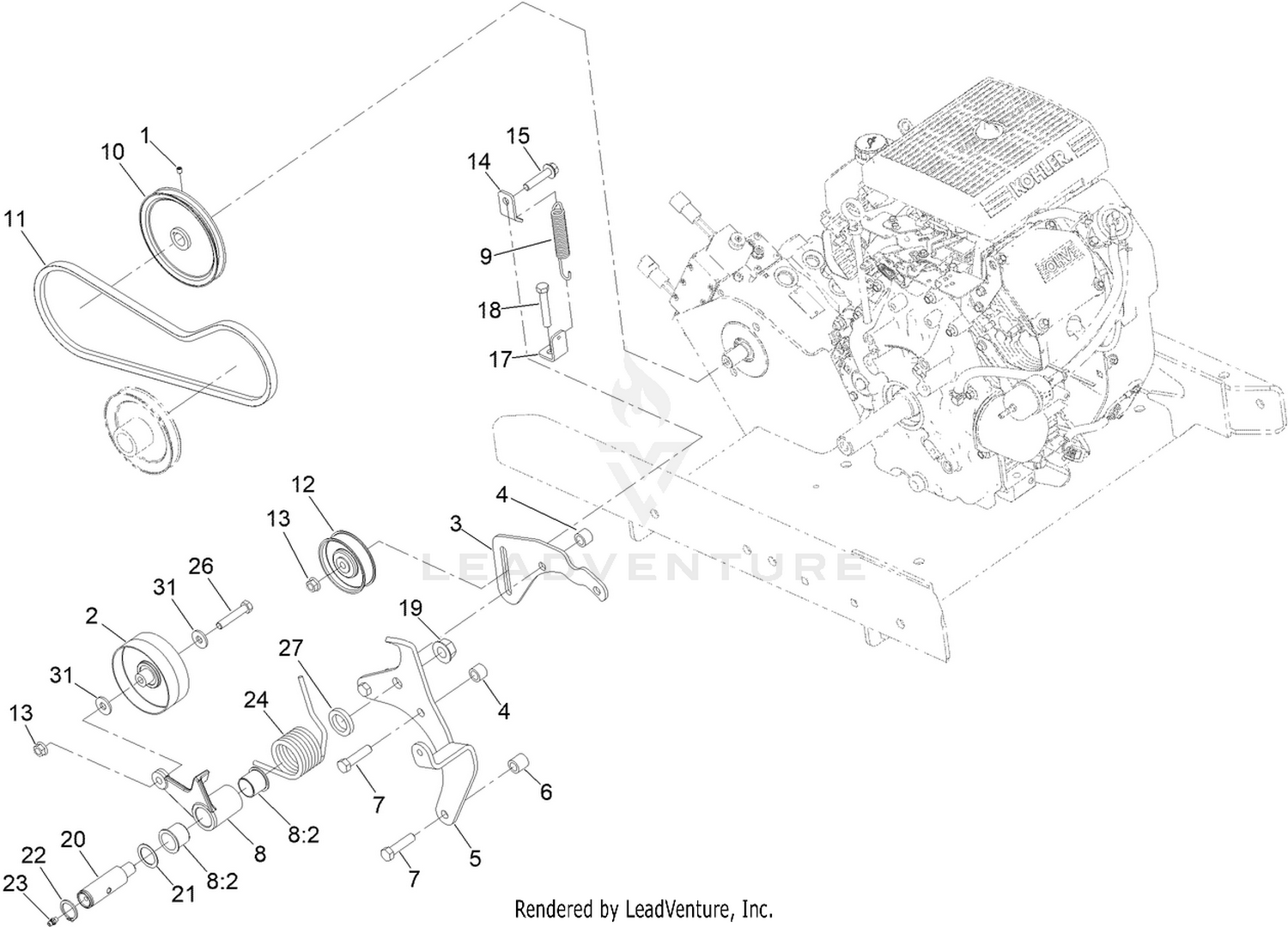 Idler, Pulley and Belt Assembly