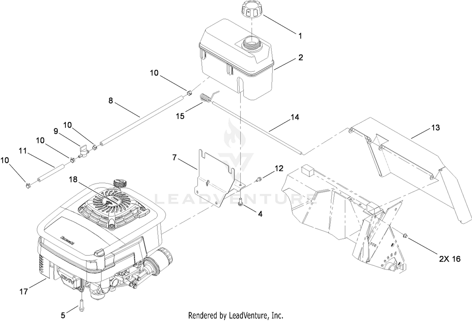 Engine and Fuel Tank Assembly
