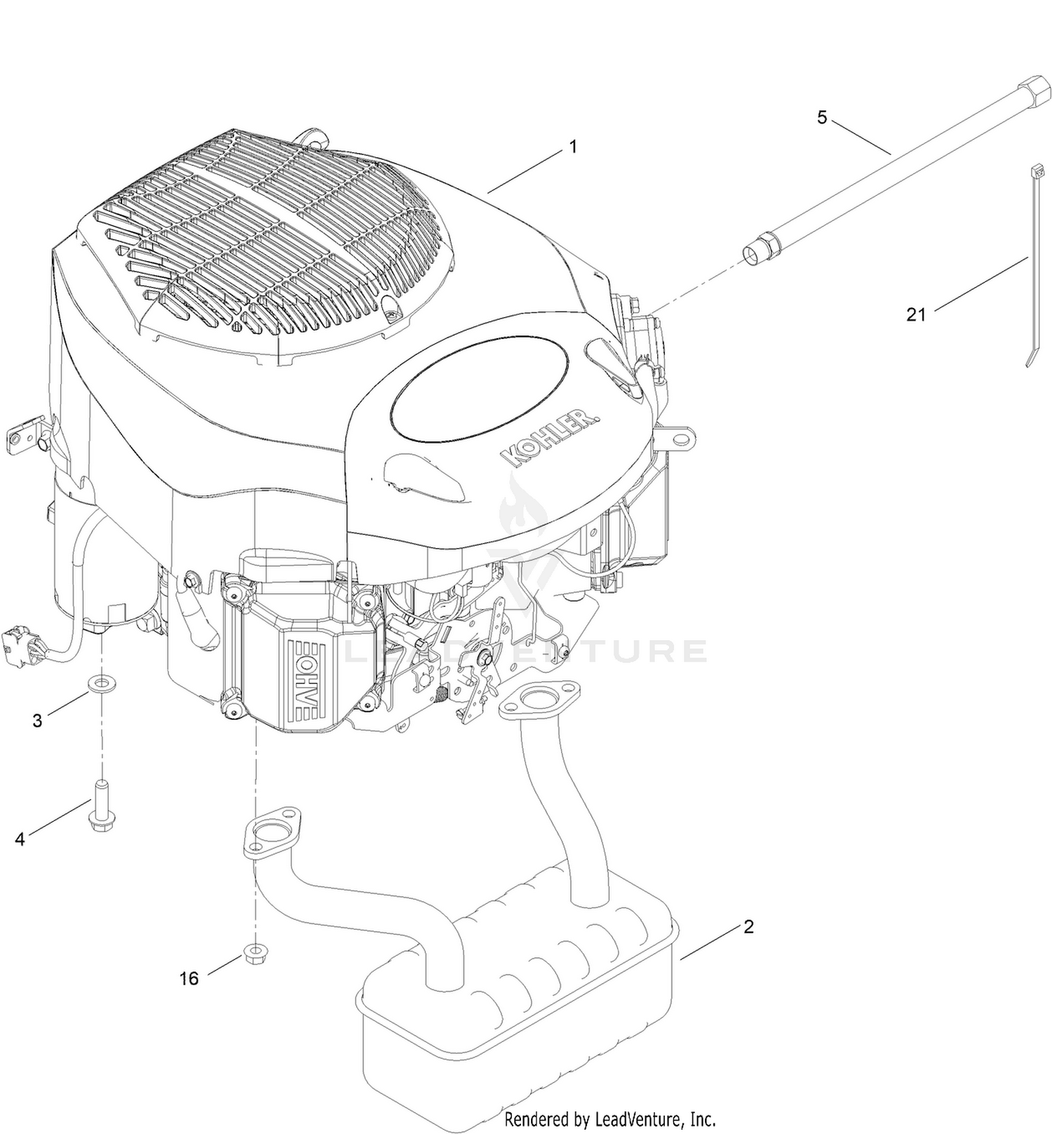 Engine and Muffler Assembly