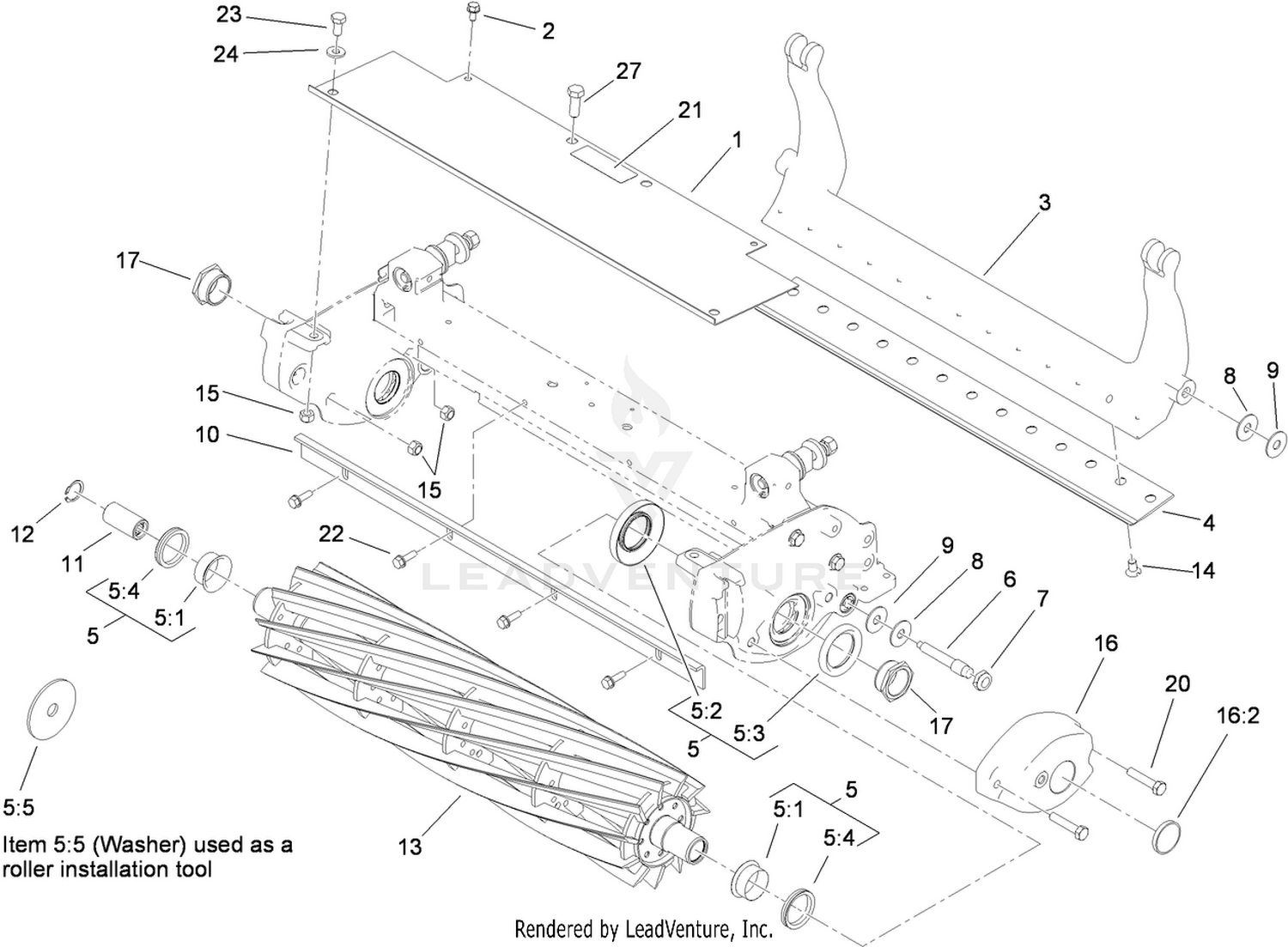 Shield, Bed Bar and Reel Assembly