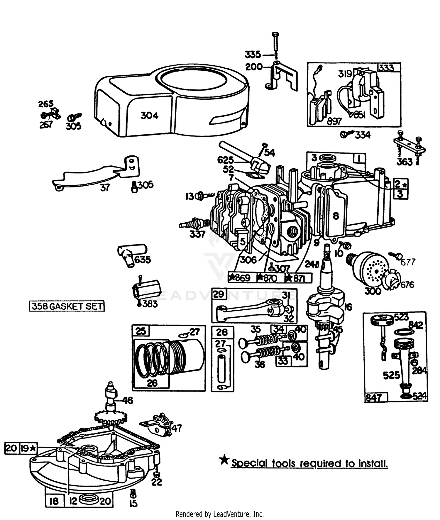 Engine Briggs  Stratton Model No. 110908-1204-01
