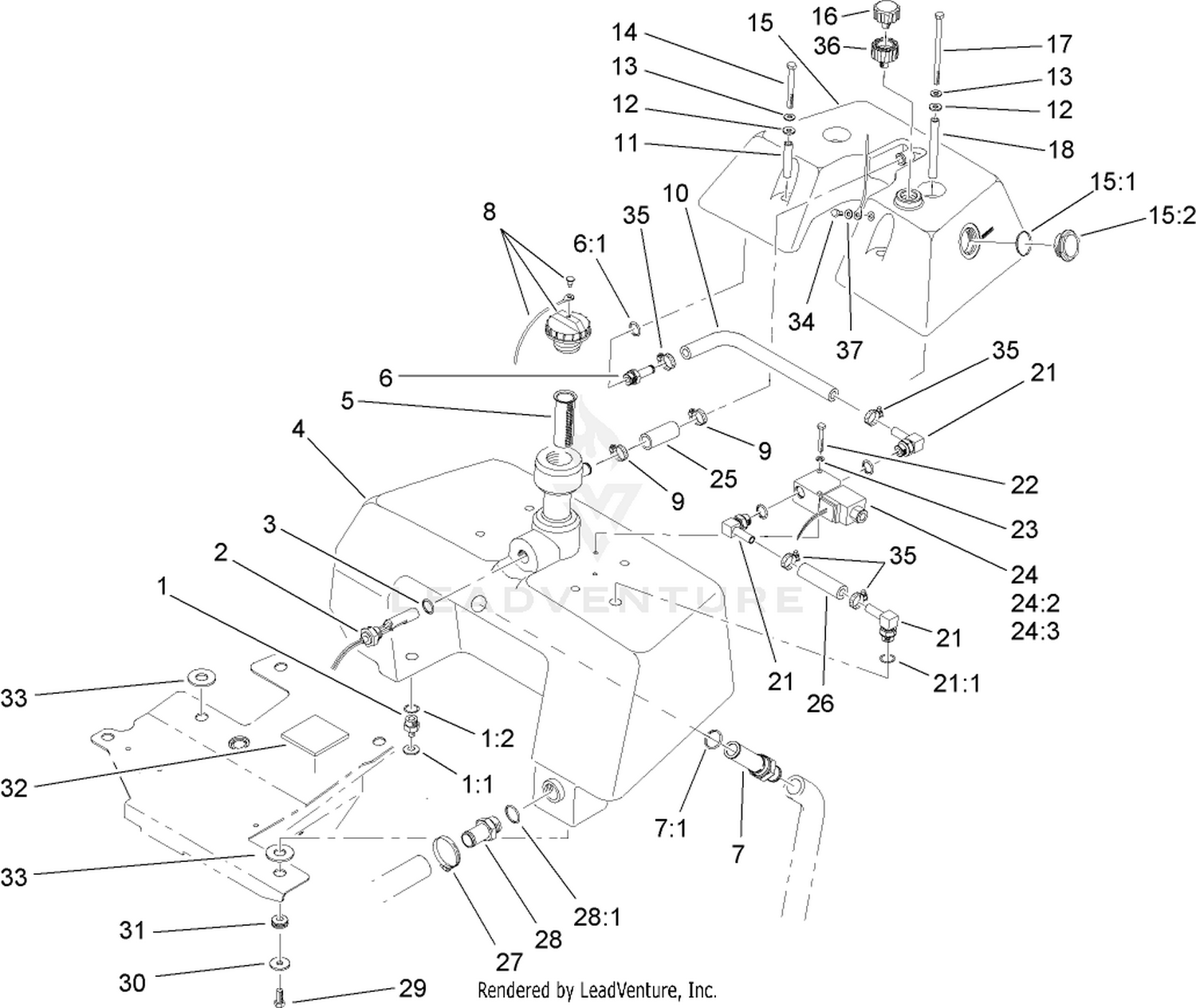 Hydraulic Reservoir and Leak Detector Assembly