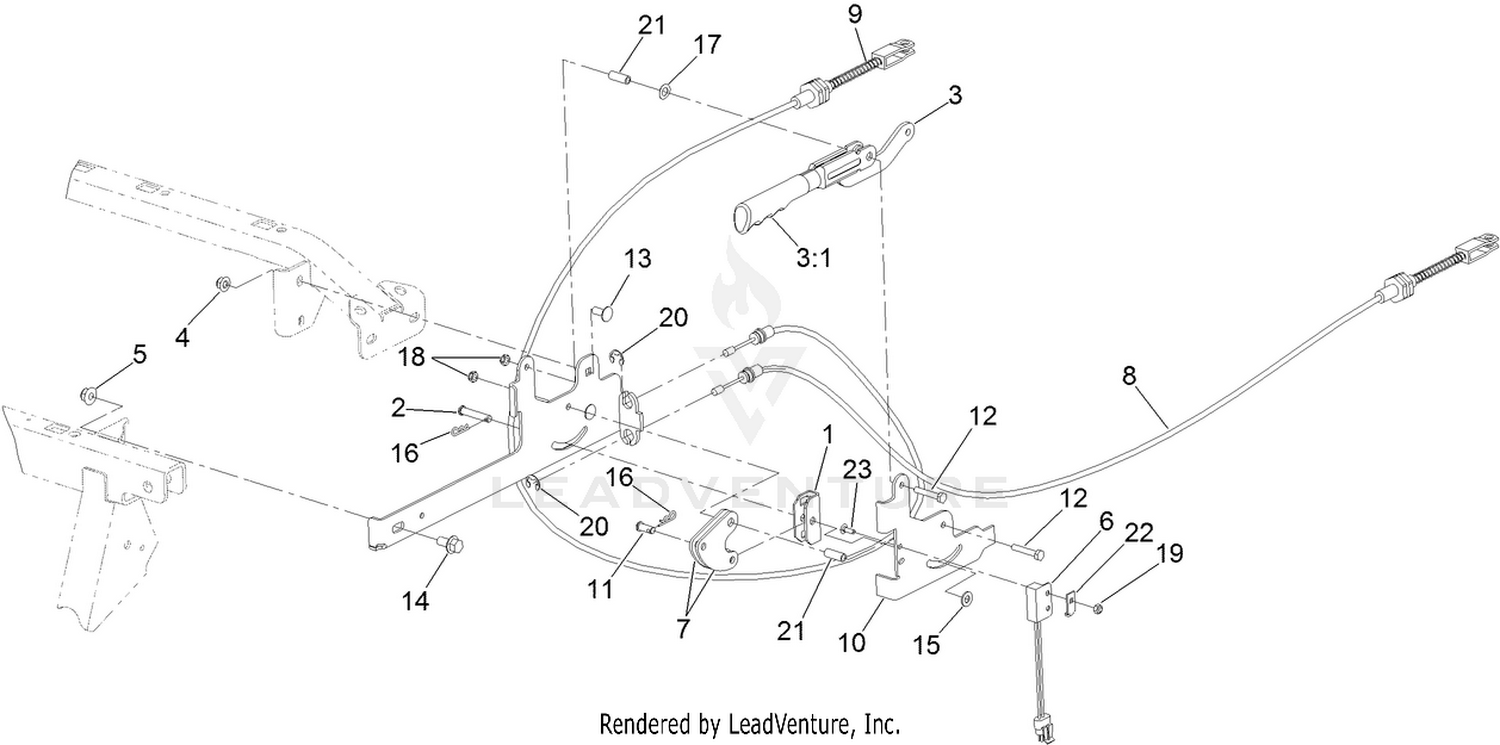 Parking Brake Lever and Cable Assembly