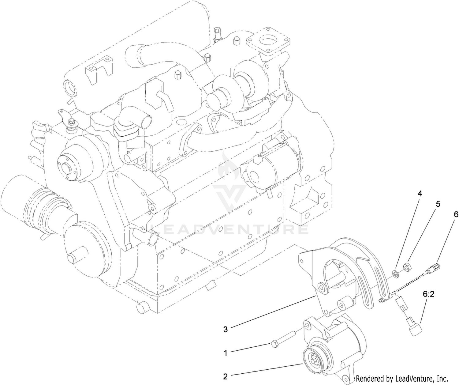 60-Amp Alternator Assembly