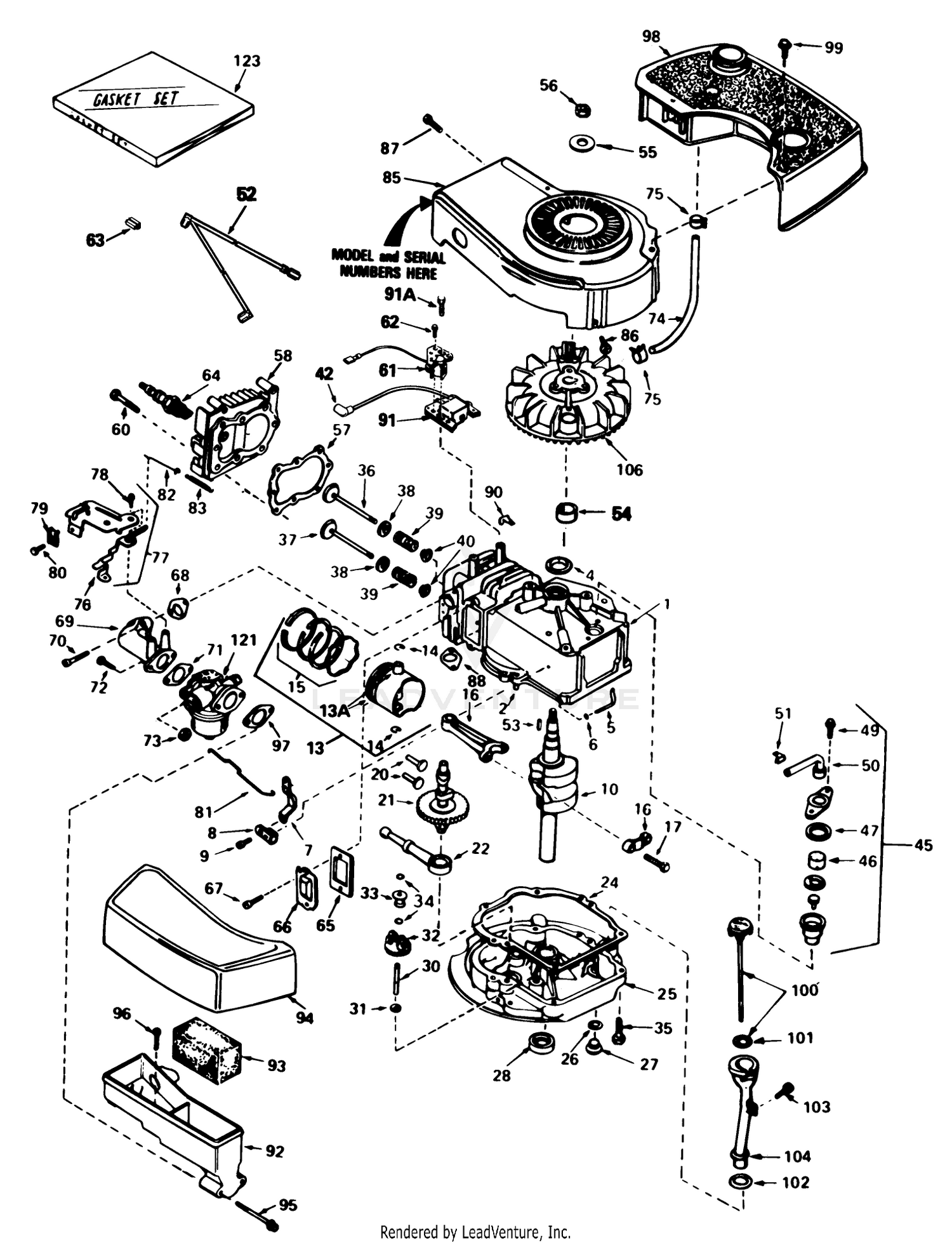 Engine Tecumseh Model No. Tnt 100-10084e