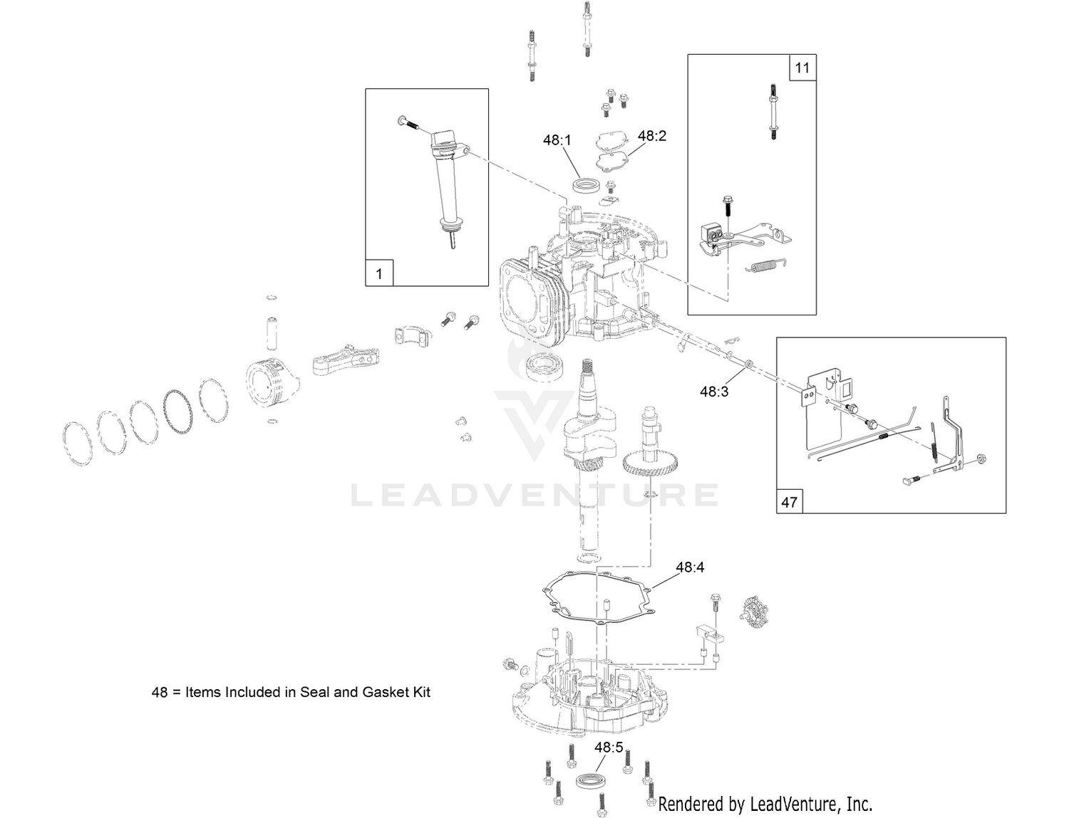 Dipstick, Brake and Governor Arm Assembly