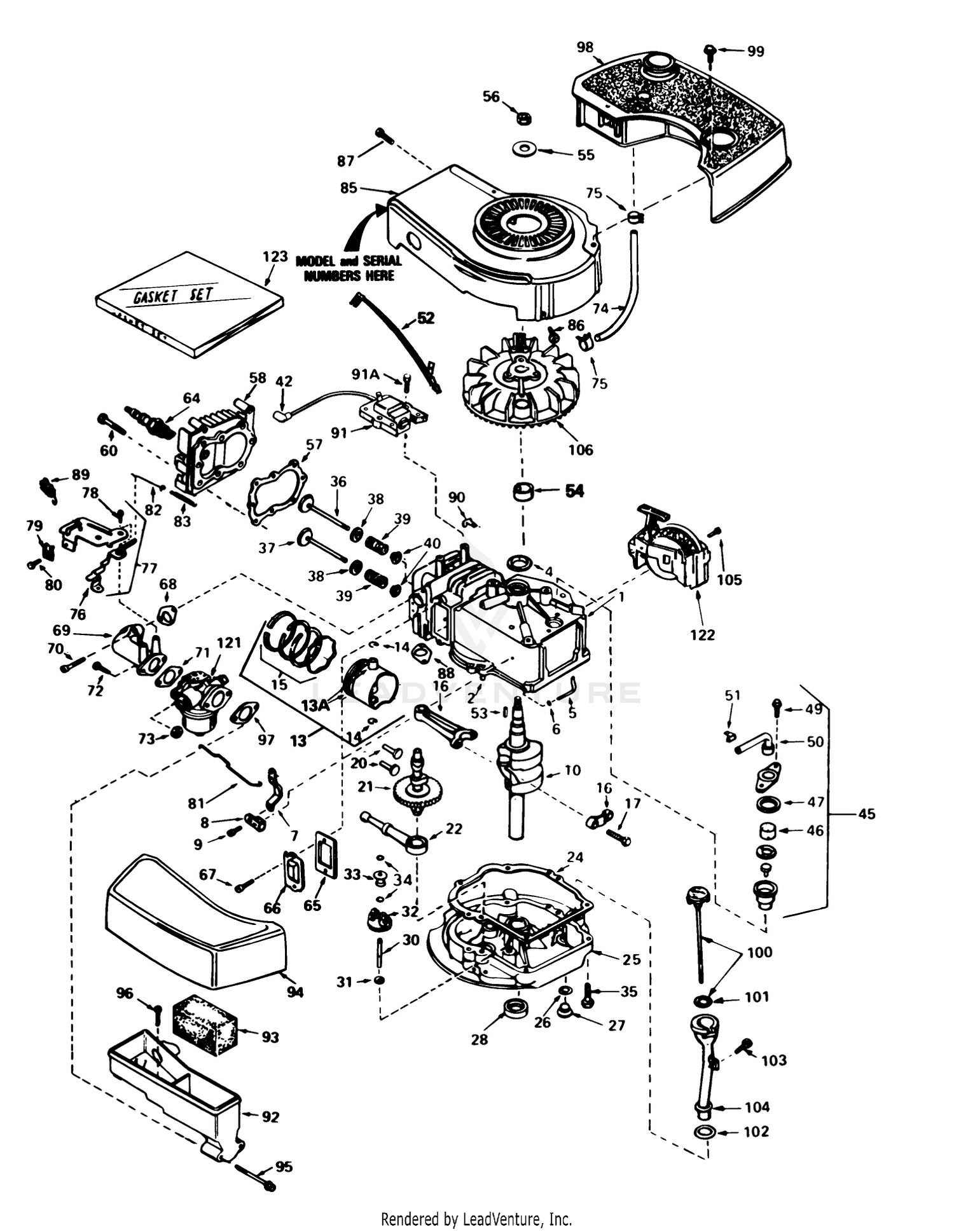 Engine Tecumseh Model No. Tnt 100-10077e