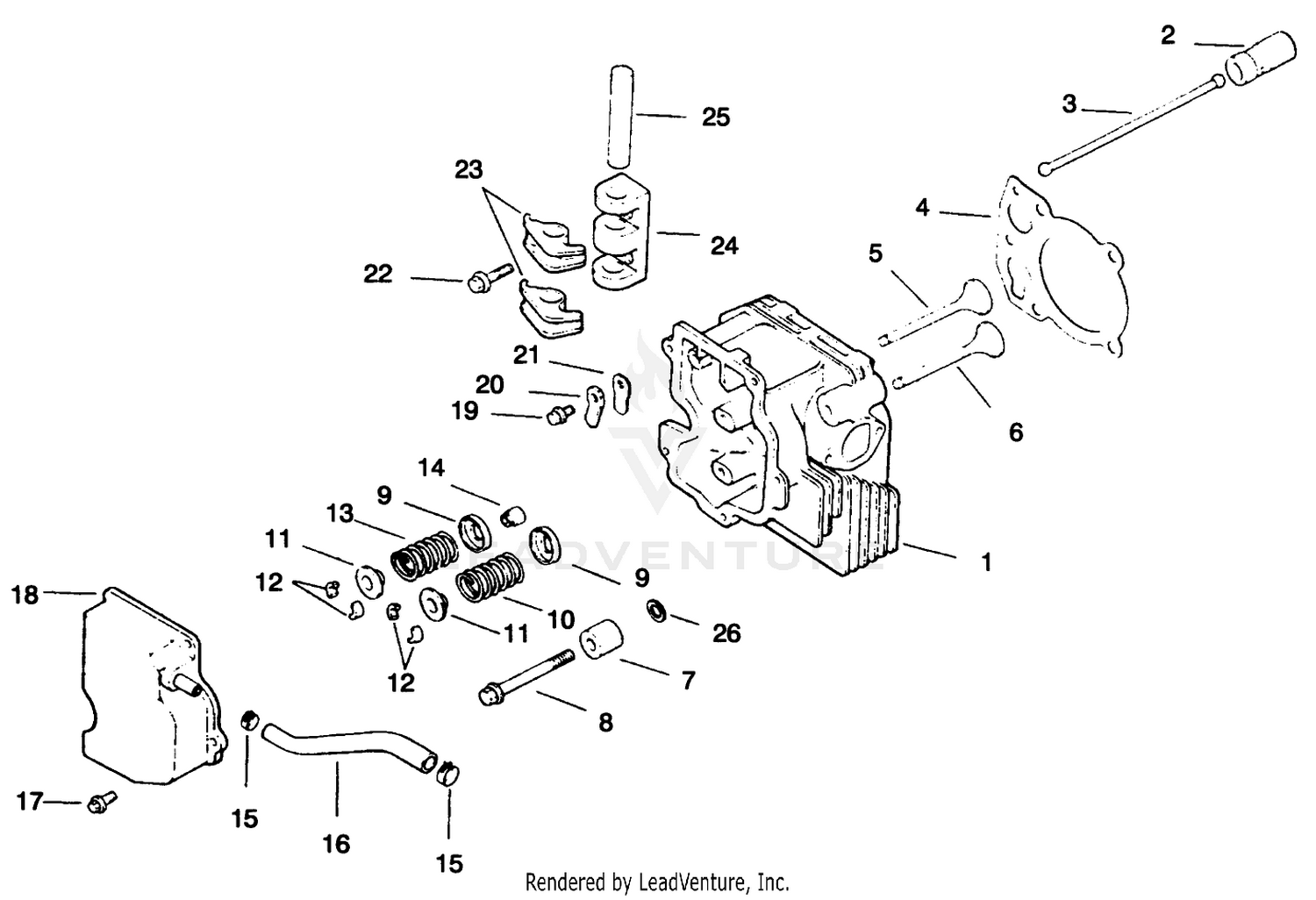Cylinder Head/valve/breather-Engine Kohler Model No. Cv12.5t-1254